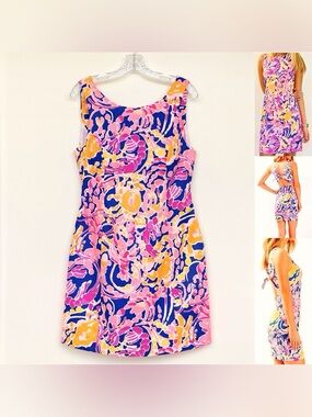 Lilly Pulitzer Courtney Shift Mini Dress Women’s Size 6 Open Back Built in Bra